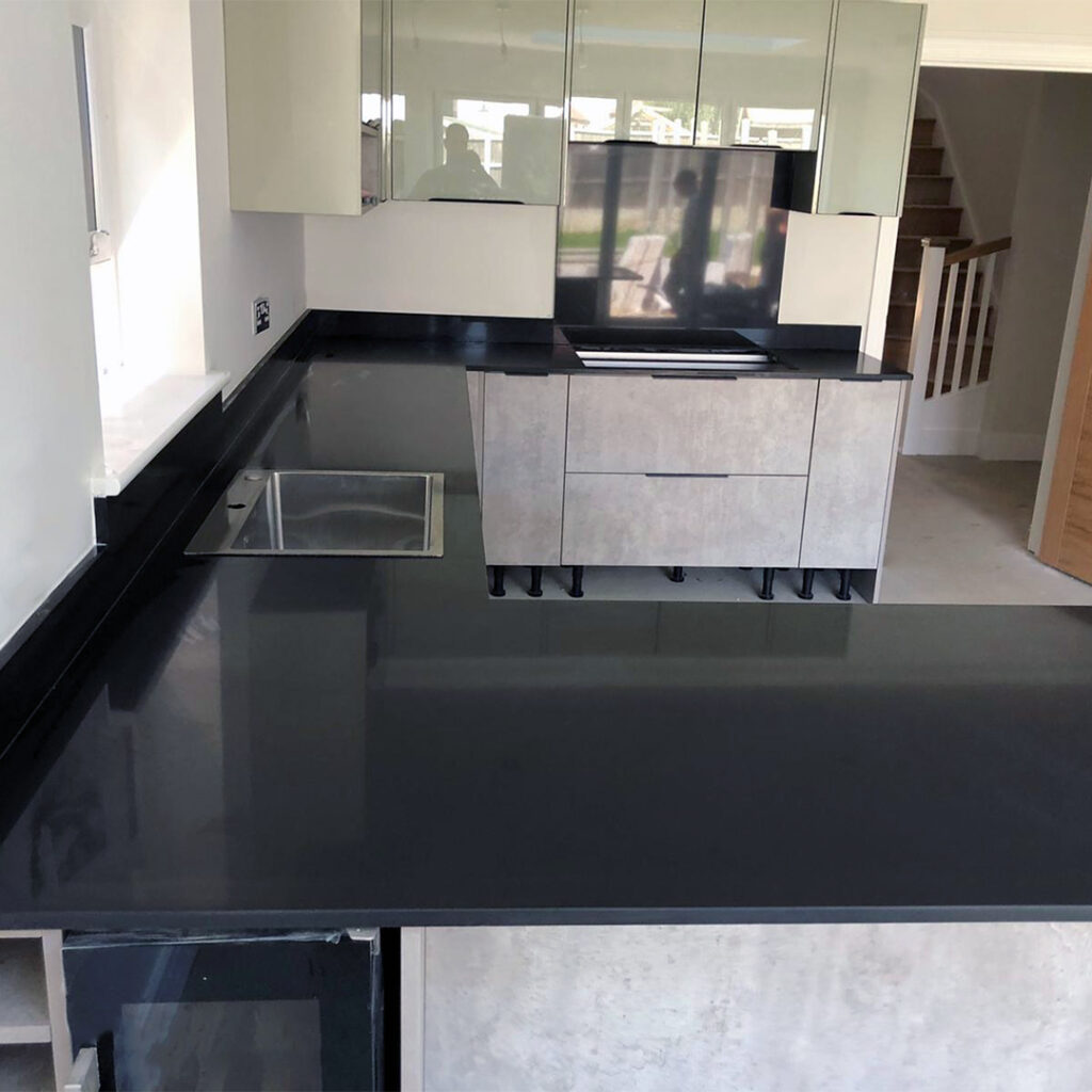 20mm Jet Black Quartz Worktop